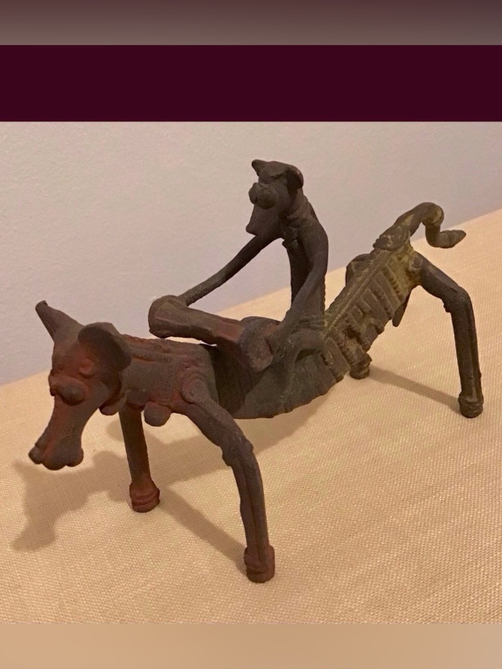 Iron Sculpture of a Caracter on a Horse